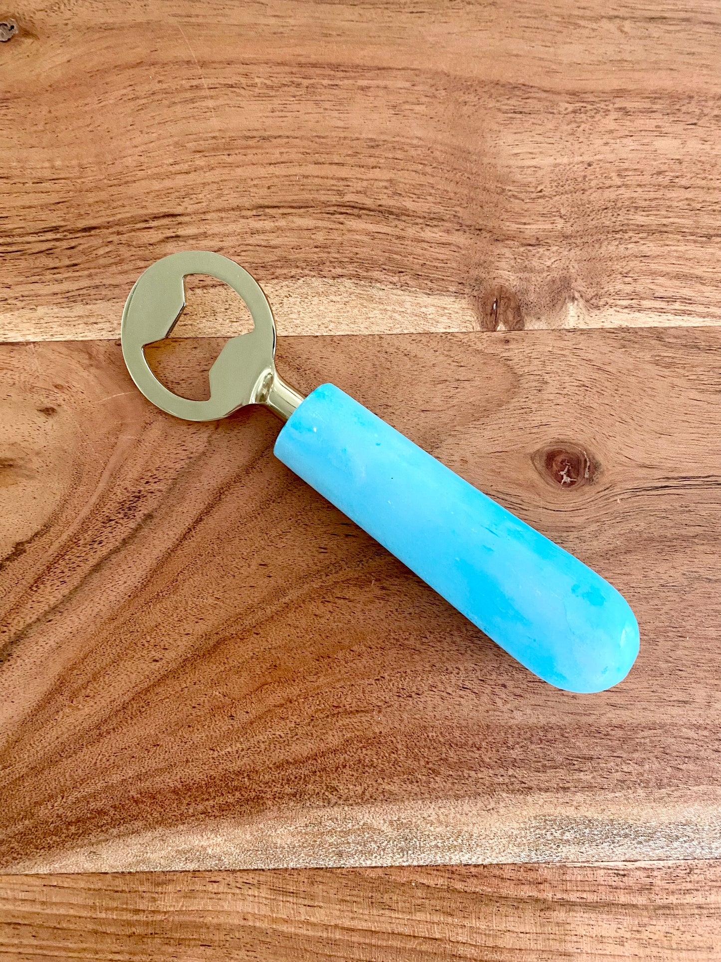 TEAL ALABASTER BOTTLE OPENER